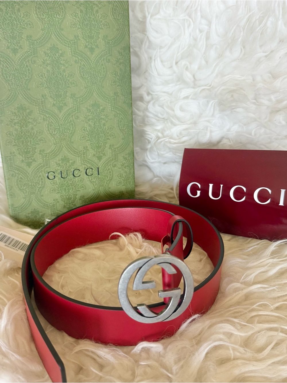 Gucci Interlocking GG Red Leather Belt*NWB